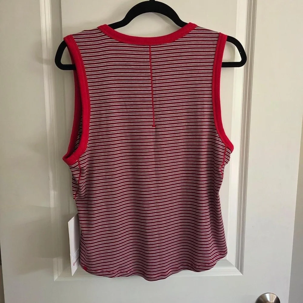 Lululemon red and navy striped hold tight tank top